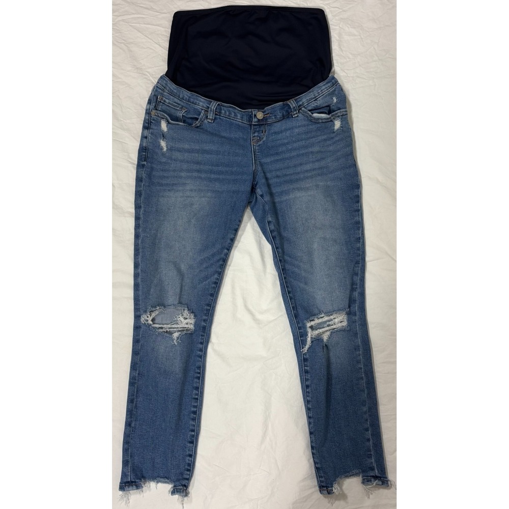 Abercrombie & Fitch Womens Maternity Jeans Blue Distress Super Skinny Ankle 10R